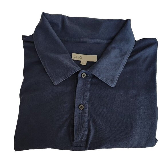 Onia Polo‎ Shirt Mens XXL Cotton Modal Casual Golf Outdoor Navy Blue Soft - Picture 1 of 11